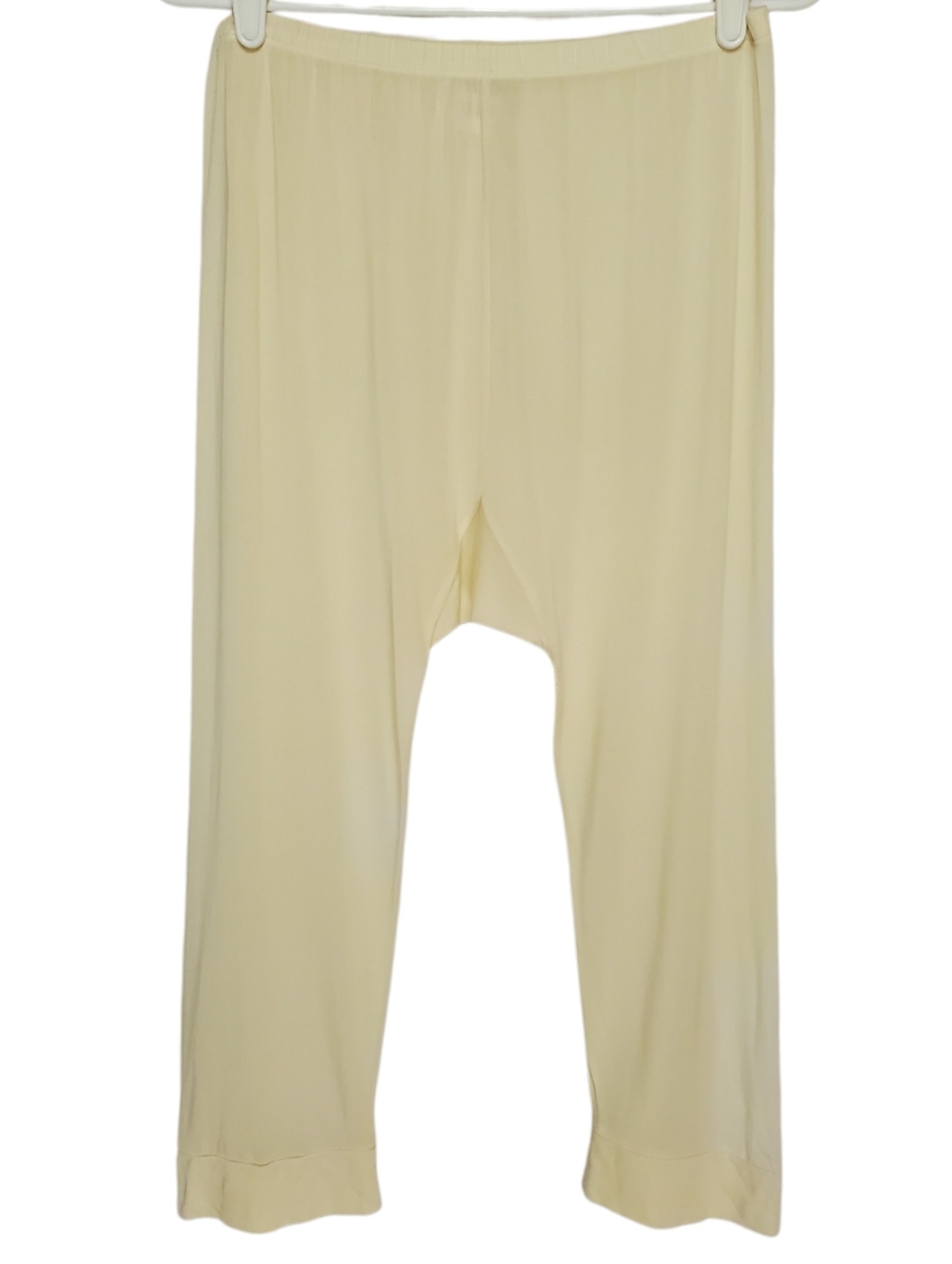 🟢2651 * WinterSilks Silk Capri Crop Pants Cream Base Layer Pajamas Size L